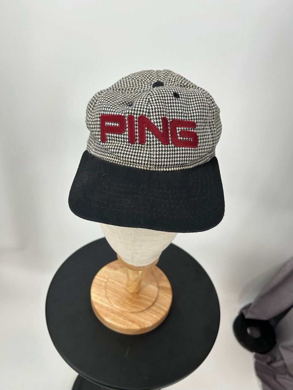 Vintage PING Golf Hat Checkered Houndstooth Golfer Adjustable Cap